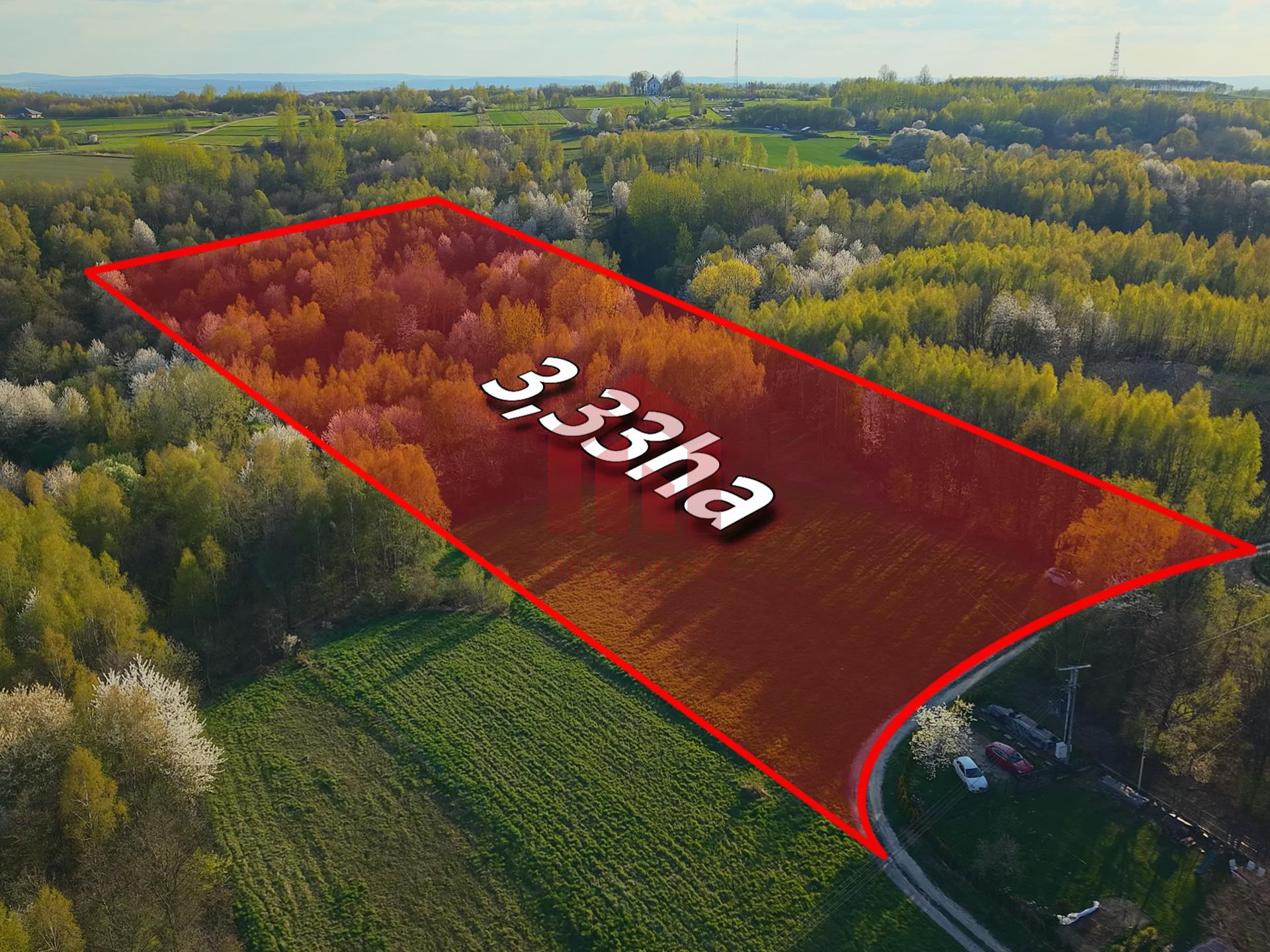 3,33 ha z lasem i strumykiem – teren pod zabudowę